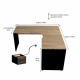 Miniatura 2 do produto Mesa em L Nogal 2 gavetas 140×140 Pé Painel Nobre