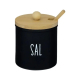 Miniatura 1 do produto Saleiro De Vidro Preto Com Palavra Sal Com Colher E Tampa - Haüskraft