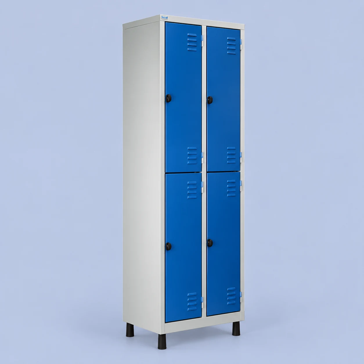 Roupeiro de Aço 4 Portas Grandes Cinza e Azul Nobre Móveis