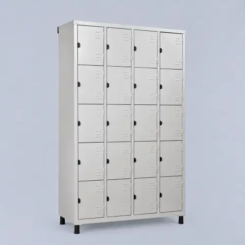 Armário Roupeiro de Aço 20 Portas Pequenas CH26 Cinza