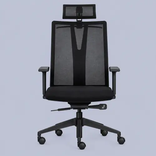 Cadeira Presidente Ergonômica com Apoio de Cabeça Preta