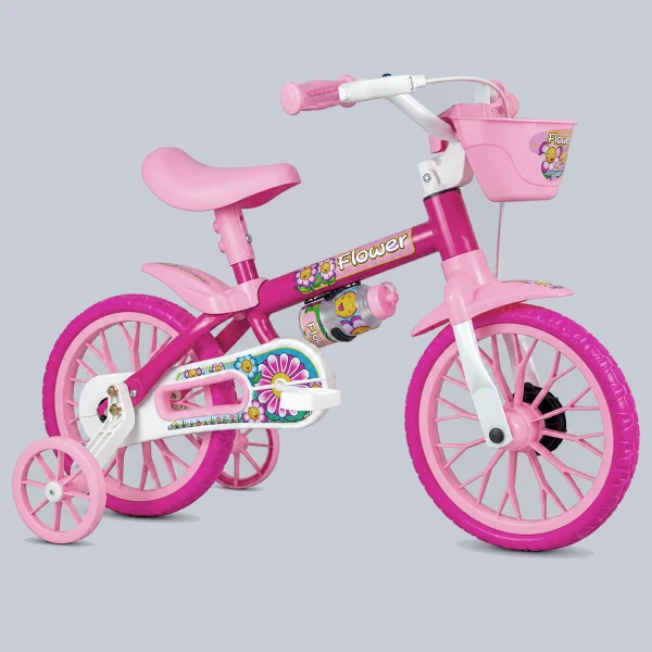 Bicicleta Cairu aro 12 com rodinhas Flowers