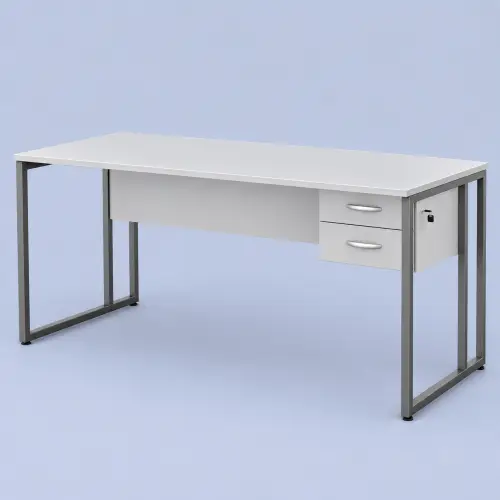 Mesa de Escritório 150x60 cm Tampo 15mm com 3 Gavetas Pé Quadrado