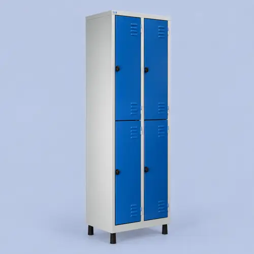 Roupeiro de Aço 4 Portas Grandes Cinza e Azul