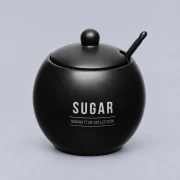 Açucareiro de Porcelana Manhattan 350ml com Colher Preto - imagem 1