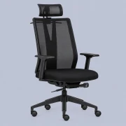 Cadeira Presidente Ergonômica com Apoio de Cabeça Preta - imagem 2