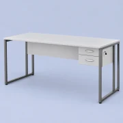Mesa de Escritório 150x60 cm Tampo 15mm com 3 Gavetas Pé Quadrado - imagem 1